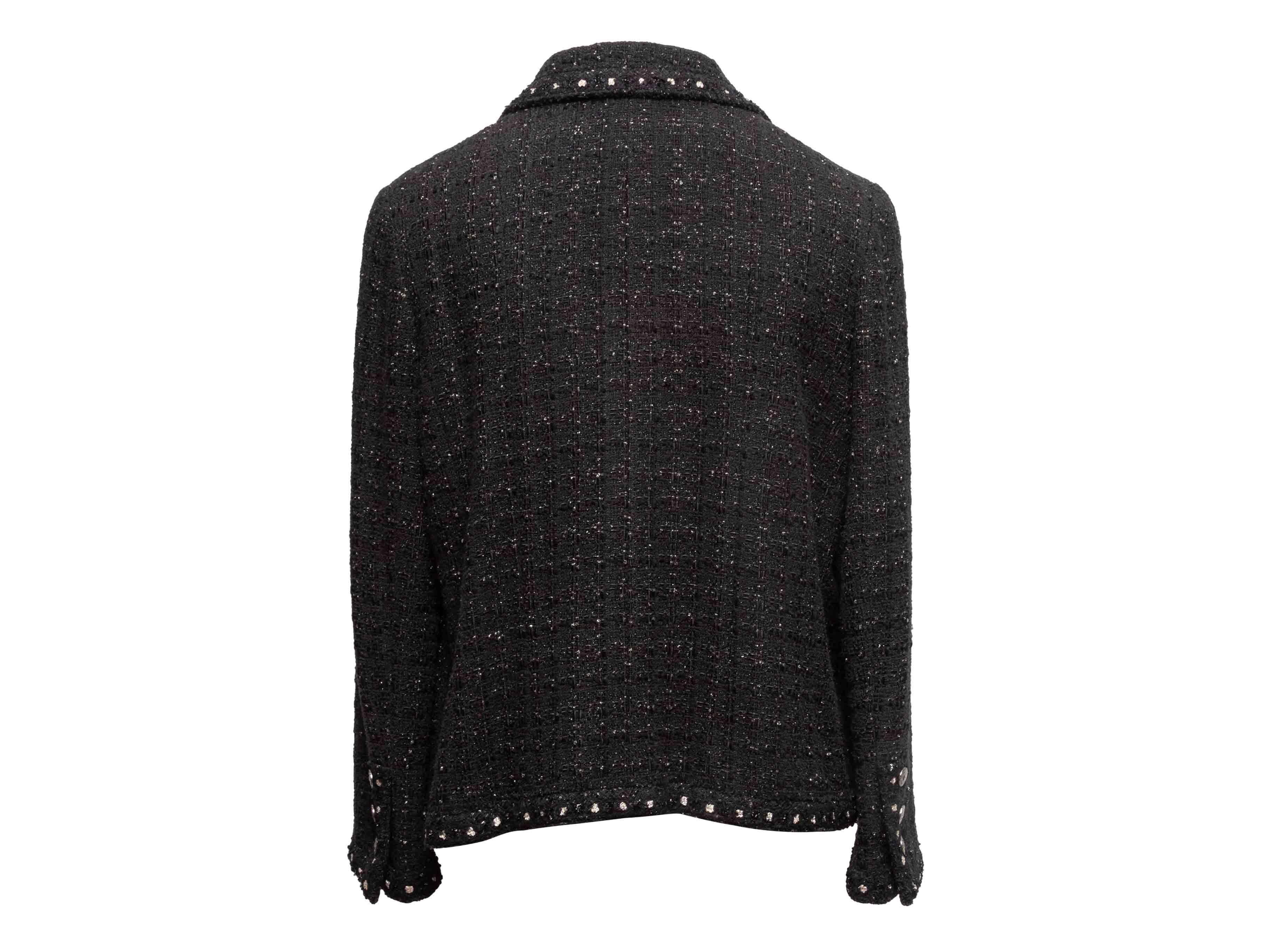 Giacca Chanel in cotone e tweed in bianco e nero taglia FR 44 in vendita 1