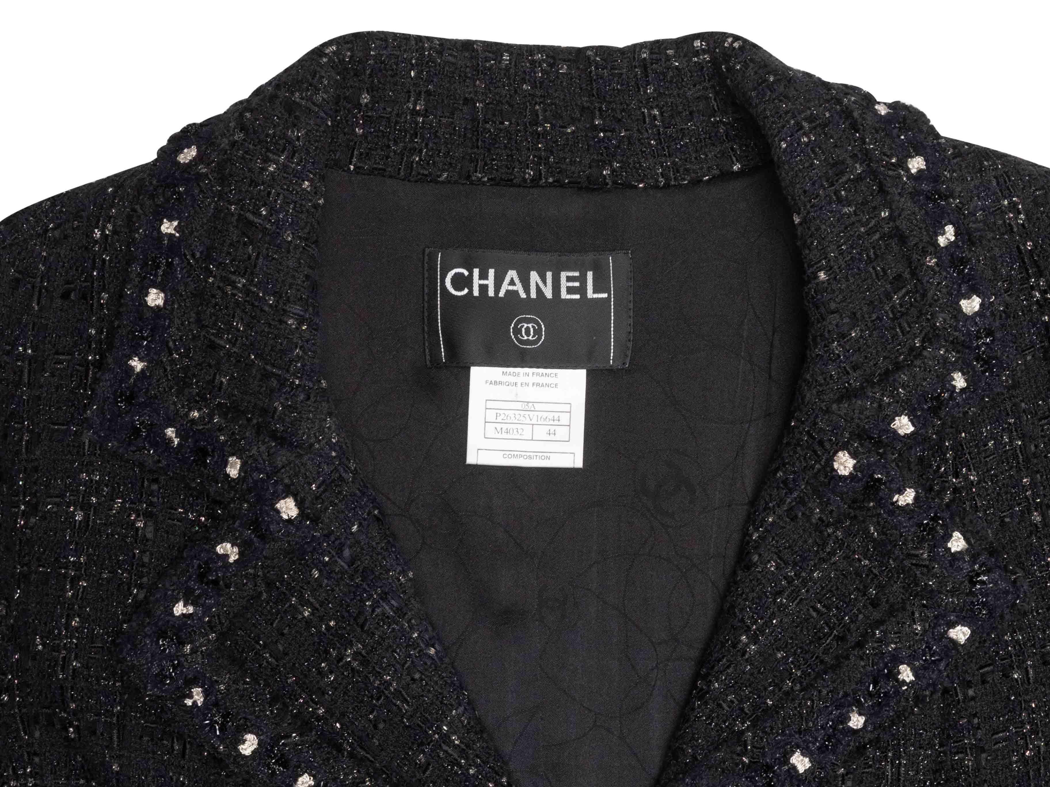 Giacca Chanel in cotone e tweed in bianco e nero taglia FR 44 in vendita 2