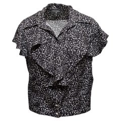Black & White Chanel Silk Dove Printed Top Size FR 36