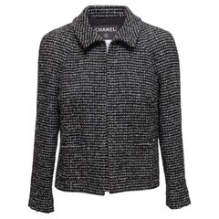 Black & White Chanel Wool-Blend Tweed Jacket Size FR 40