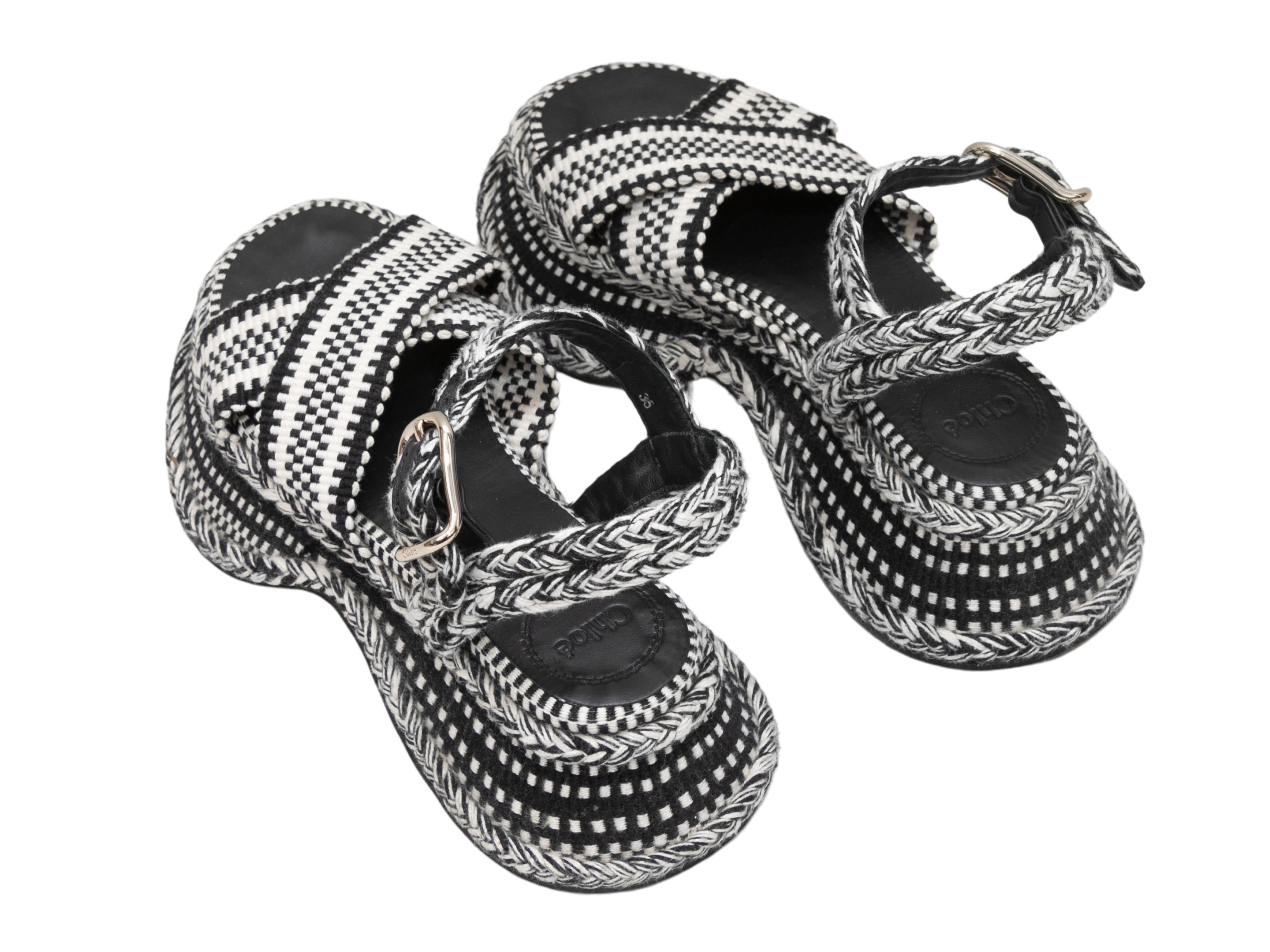 Sandalias de plataforma tejidas Chloe blancas y negras talla 35 Negro en venta