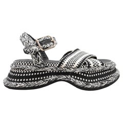 Black & White Chloe Woven Platform Sandals Size 35