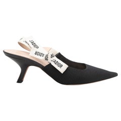 Schwarz-weiße Christian Dior J'Adior spitz zulaufende Slingbacks mit spitzer Zehe Größe 39