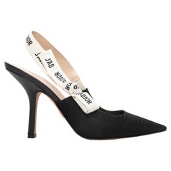 Schwarz-weiße Christian Dior J'Adior spitz zulaufende Slingbacks mit spitzer Zehe Größe 39