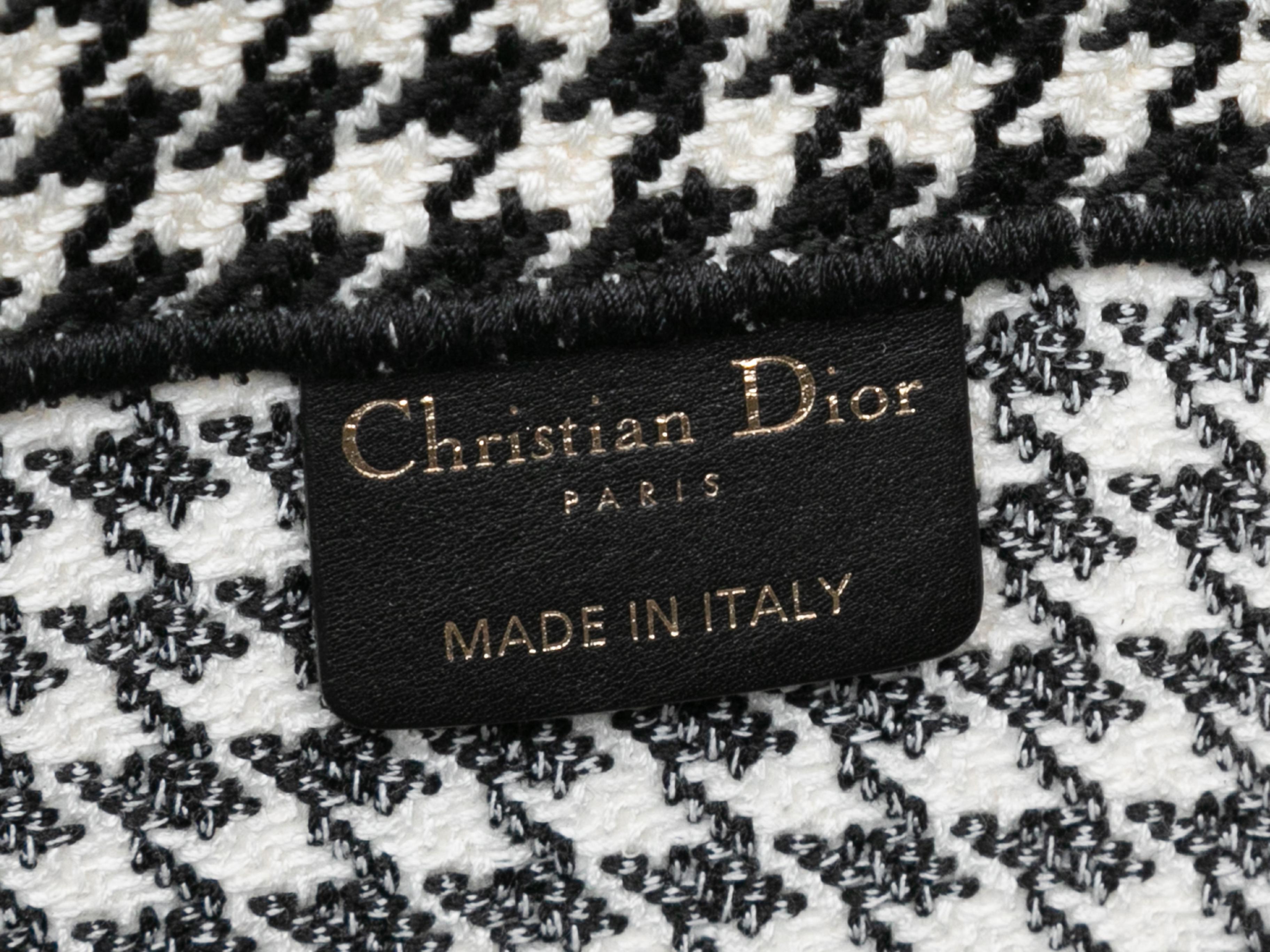 Black & White Christian Dior Medium Houndstooth Book Tote For Sale 2