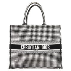 Black & White Christian Dior Medium Houndstooth Book Tote