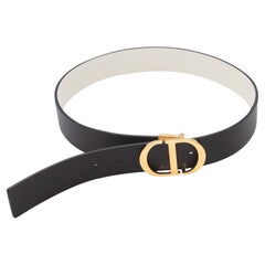 Black & White Christian Dior Reversible Leather Belt Size US S