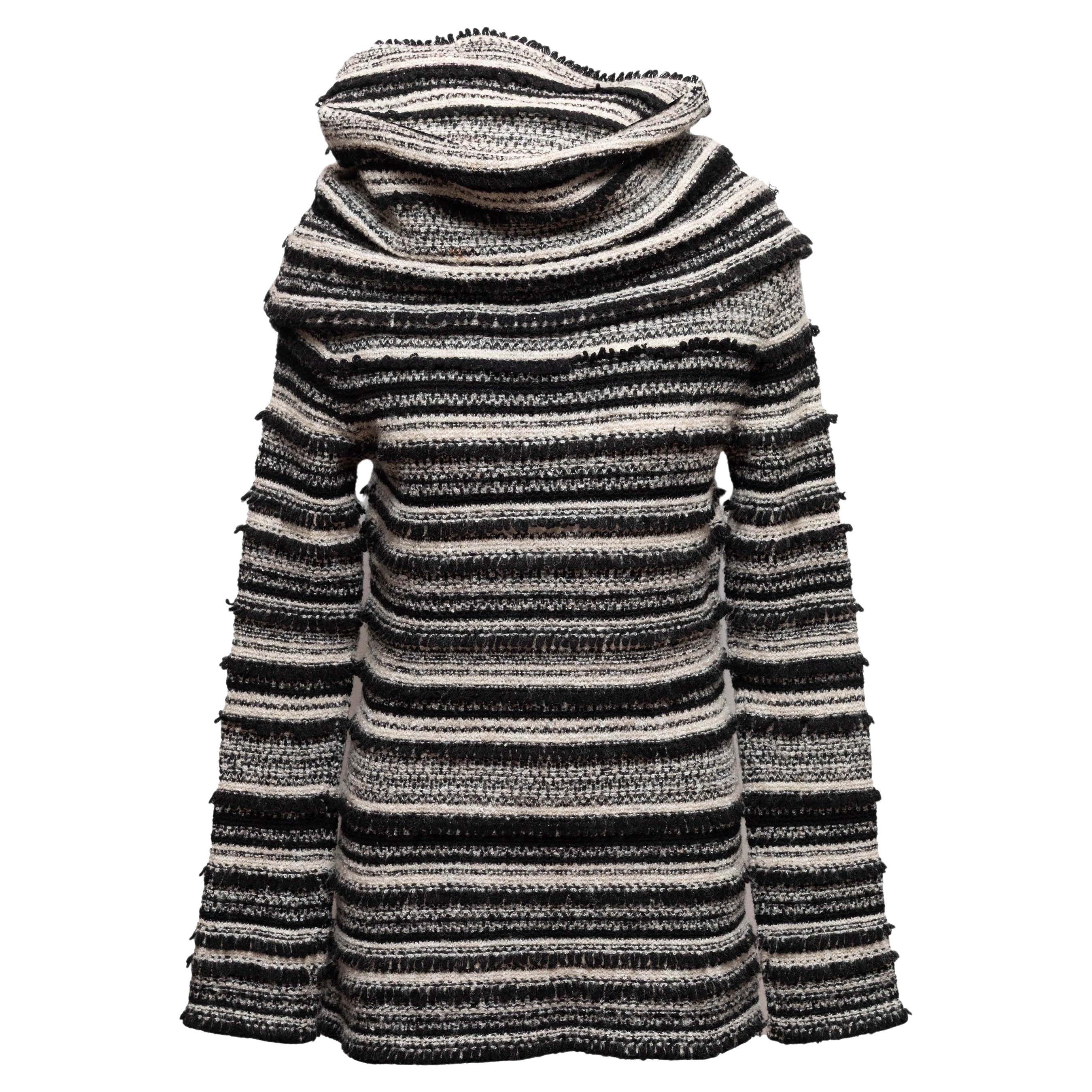 Black & White Christian Dior Striped Wool & Cashmere-Blend Sweater Size IT 42