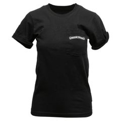 Maglietta Chrome Hearts con stampa testo in bianco e nero taglia XS