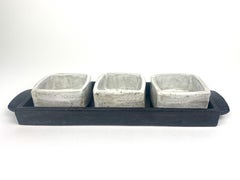 Black & White Condiment Tray, One-Of-A-Kind Hand-Built Ceramic