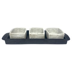 Bandeja para condimentos en blanco y negro, cerámica única hecha a mano