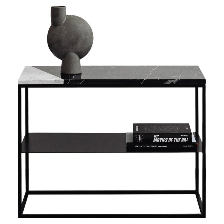 Black And White Cut Maxi Console Table, 70 Cm Width Console Table