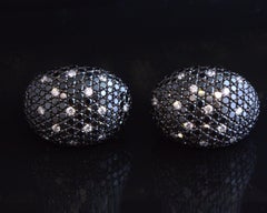 Black & White Diamond 18K Rose Gold Huggie Earrings