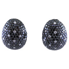 Black & White Diamond 18K Rose Gold Huggie Earrings