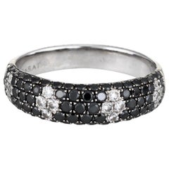 Black and White Diamond Band Estate 18 Karat White Gold Stacking Fine Jewelry