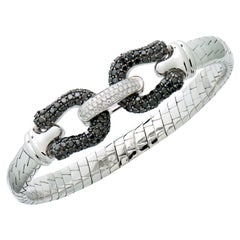 Black & White Diamond Bangle in 18 Karat White Gold