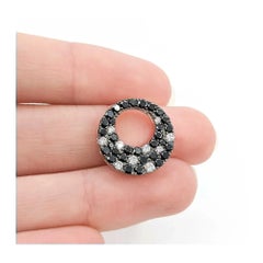 Black & White Diamond Circle Pendant in 18k Two-Tone Gold