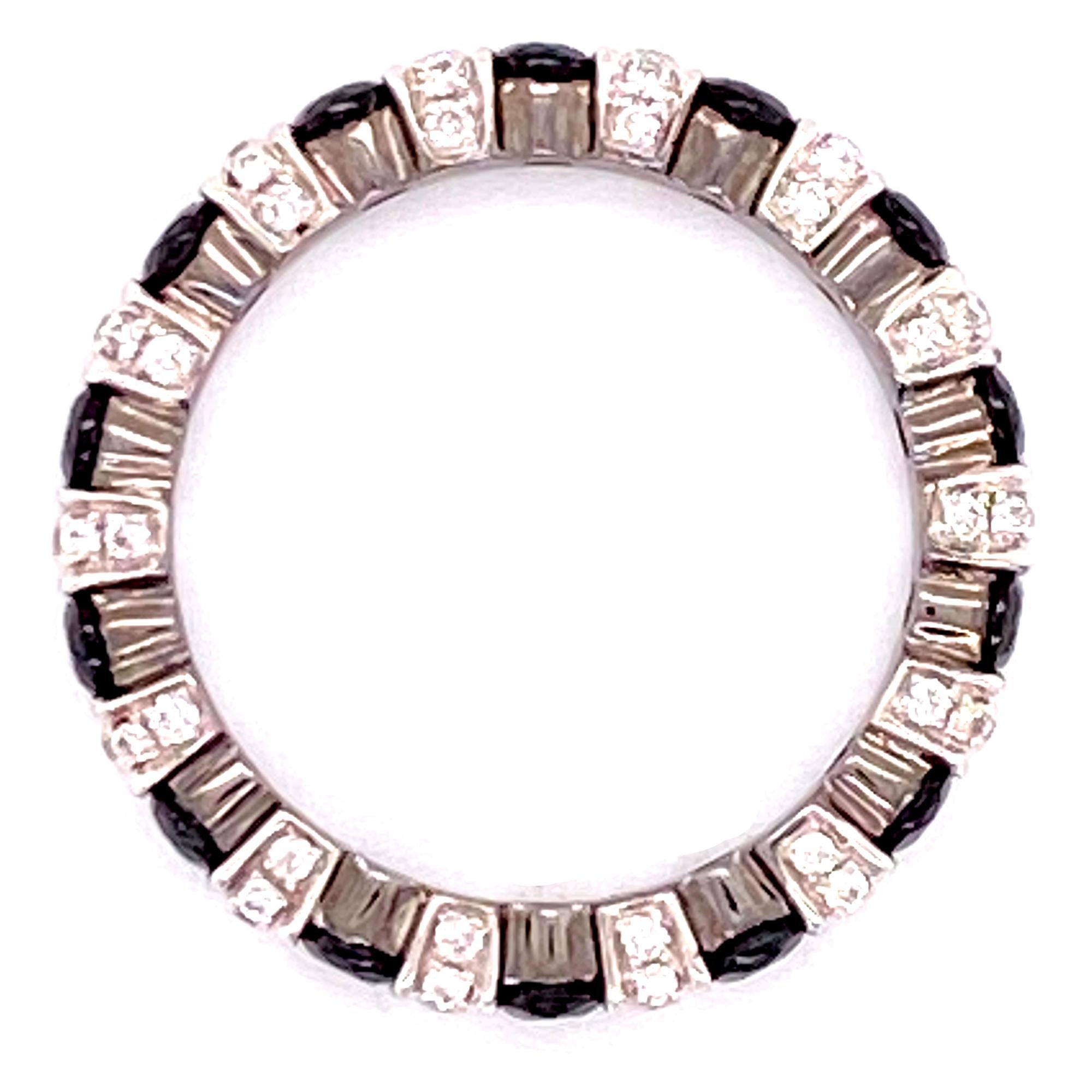 Black and White Diamond Eternity Band Ring 14 Karat White Gold For Sale ...