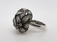 Black & White Diamond Flower Cocktail Ring