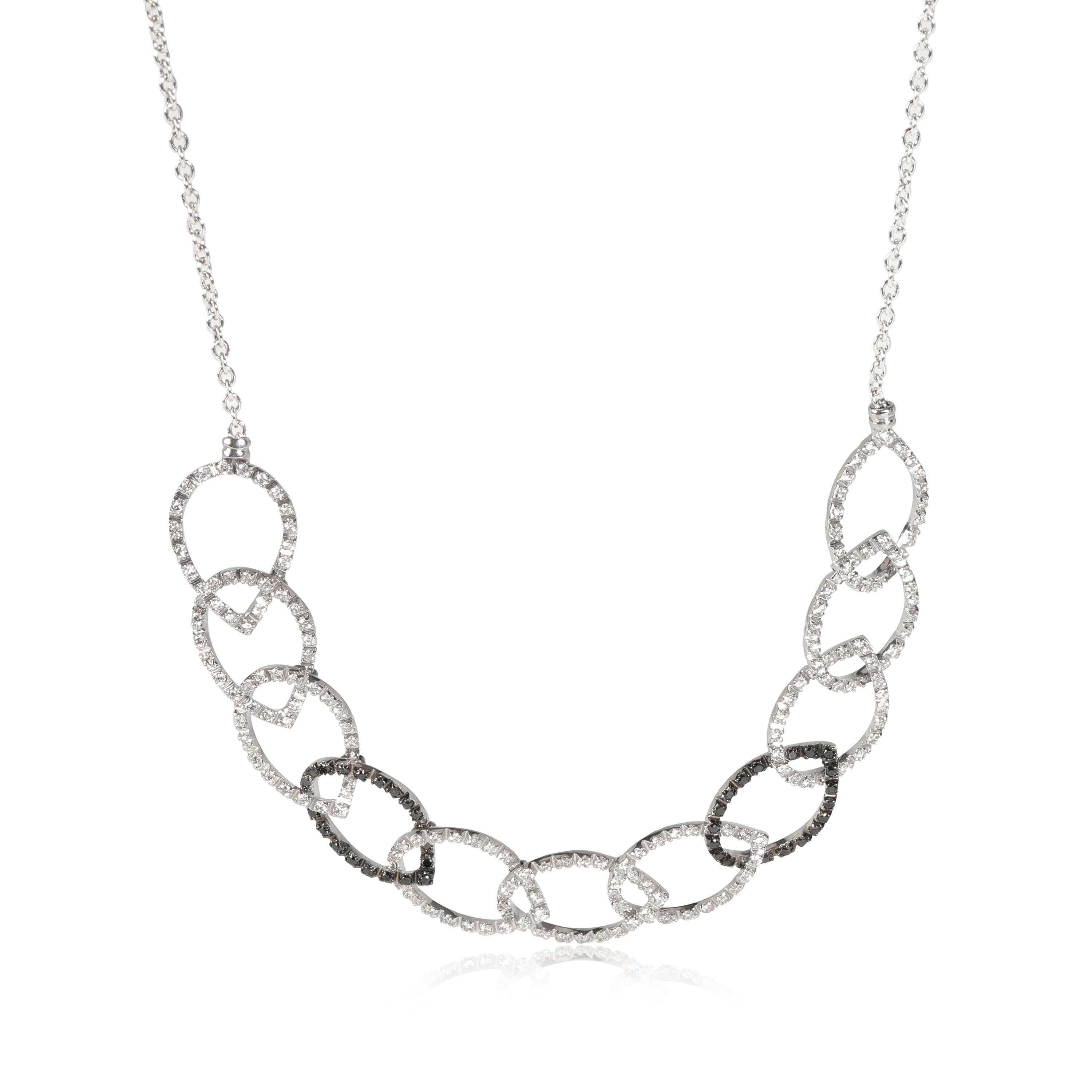 Women's Black & White Diamond Necklace in 18k White Gold 1.77 CTW For Sale