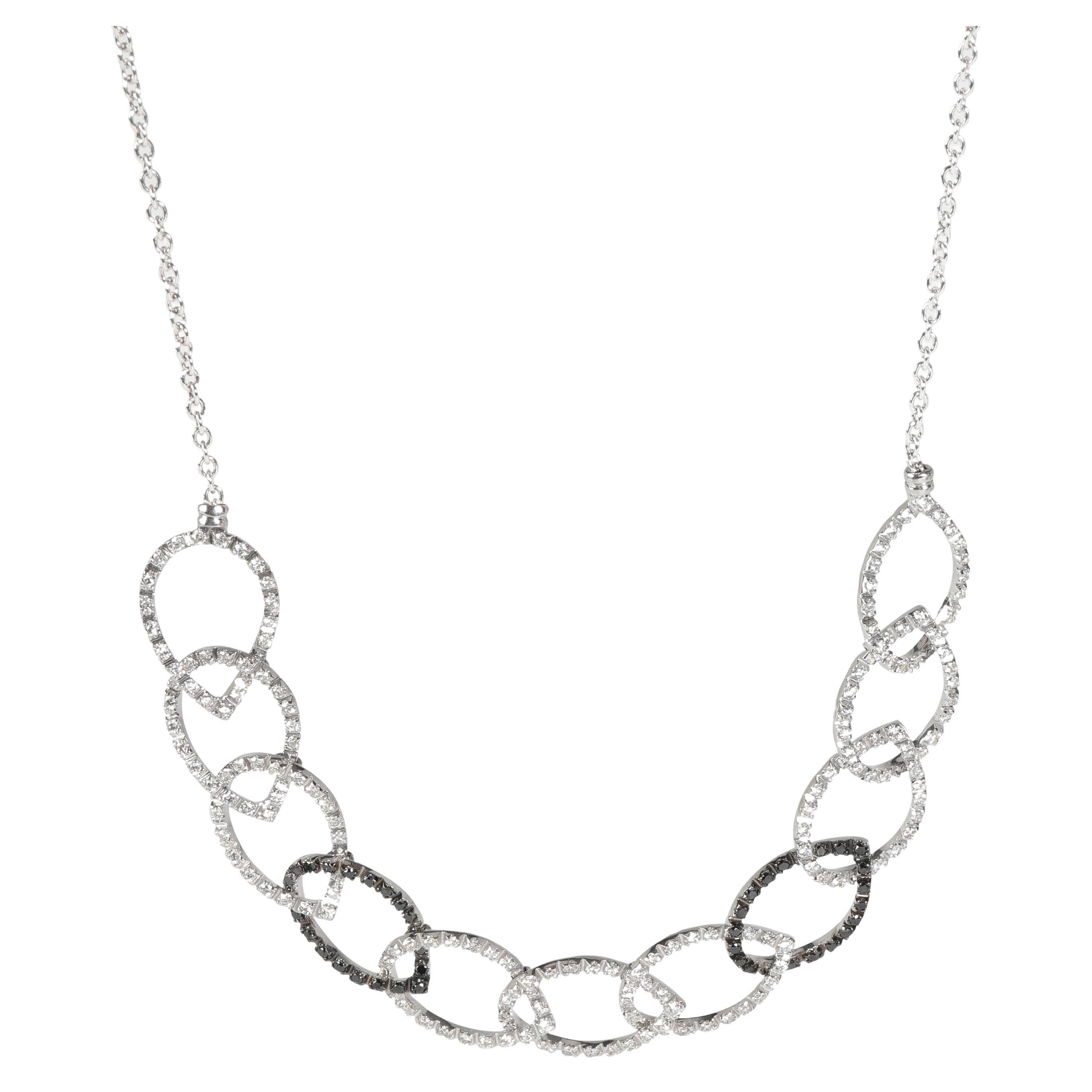 Black & White Diamond Necklace in 18k White Gold 1.77 CTW For Sale
