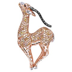 Schwarzer weißer Diamant Pave & Antilopenhirsch 18K Rose Gold Statement Tier Ring