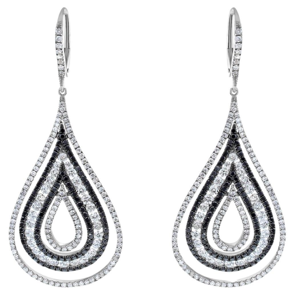 Black & White Diamond Pave Earrings 18k White Gold