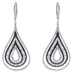 Black & White Diamond Pave Earrings 18k White Gold