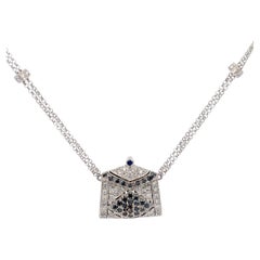 Black & White Diamond Purse Pendant Necklace 18K White Gold