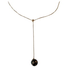 Drop Necklace Diamond Star Orb Black Enamel
