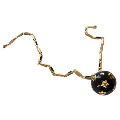 Star Necklace Midnight Blue Enamel Diamond covered sphere