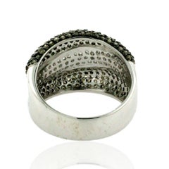 Black & White Diamond Swirl Design Ring In 18k Gold