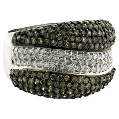 Black & White Diamond Swirl Design Ring In 18k Gold