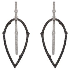Black and White Diamond 'Thorn' Drop Earrings