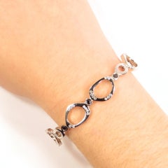 Black White Diamonds White Gold Bracelet Handcrafted in Italy by Botta Gioielli