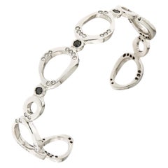 Black White Diamonds White Gold Bracelet Handcrafted in Italy by Botta Gioielli