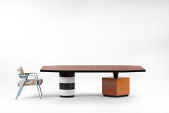 Black & White Dining Table with Orange Base - ALBERTO by Maria Vittoria Paggini