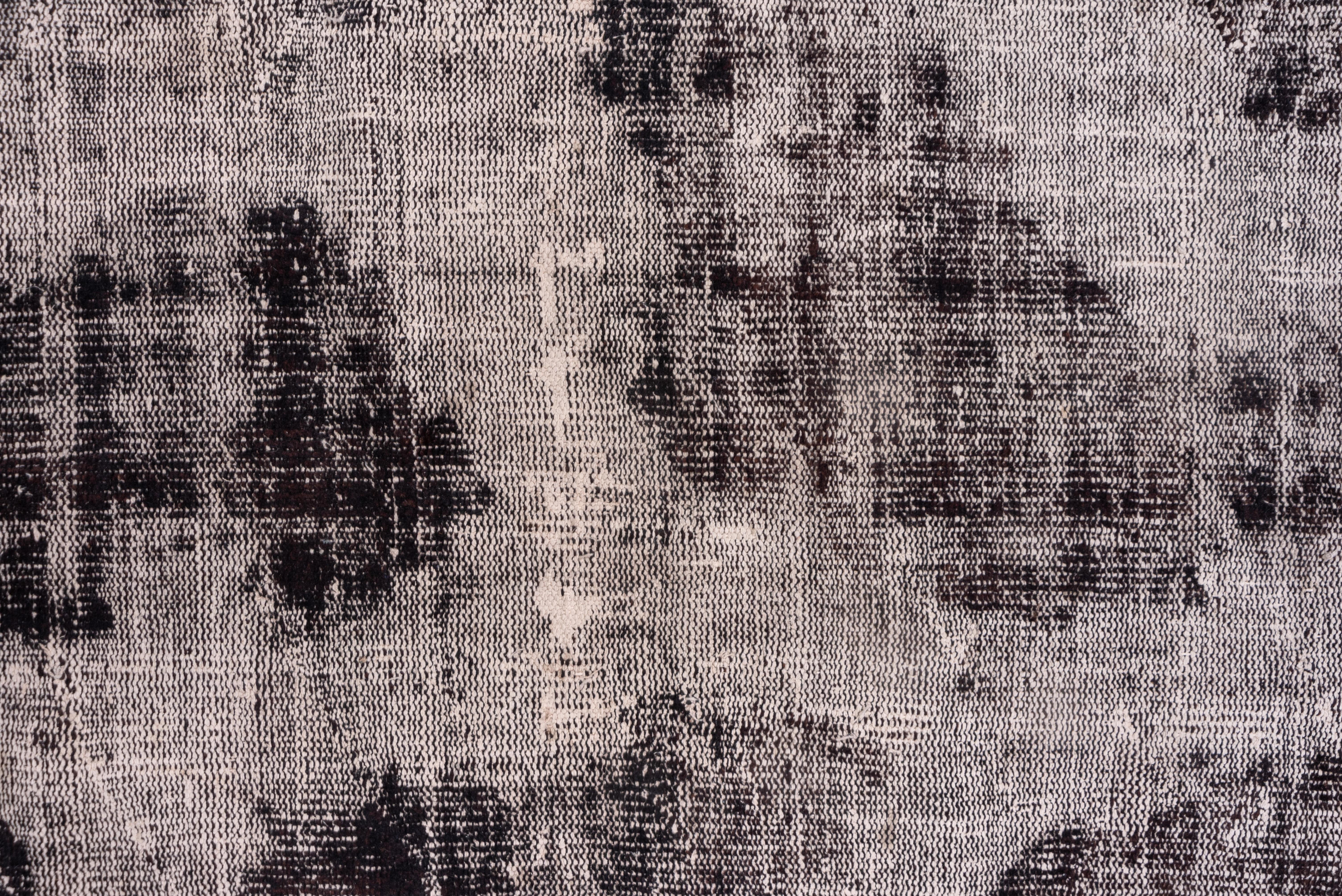 Modern Black and White Distressed Overdyed Carpet
