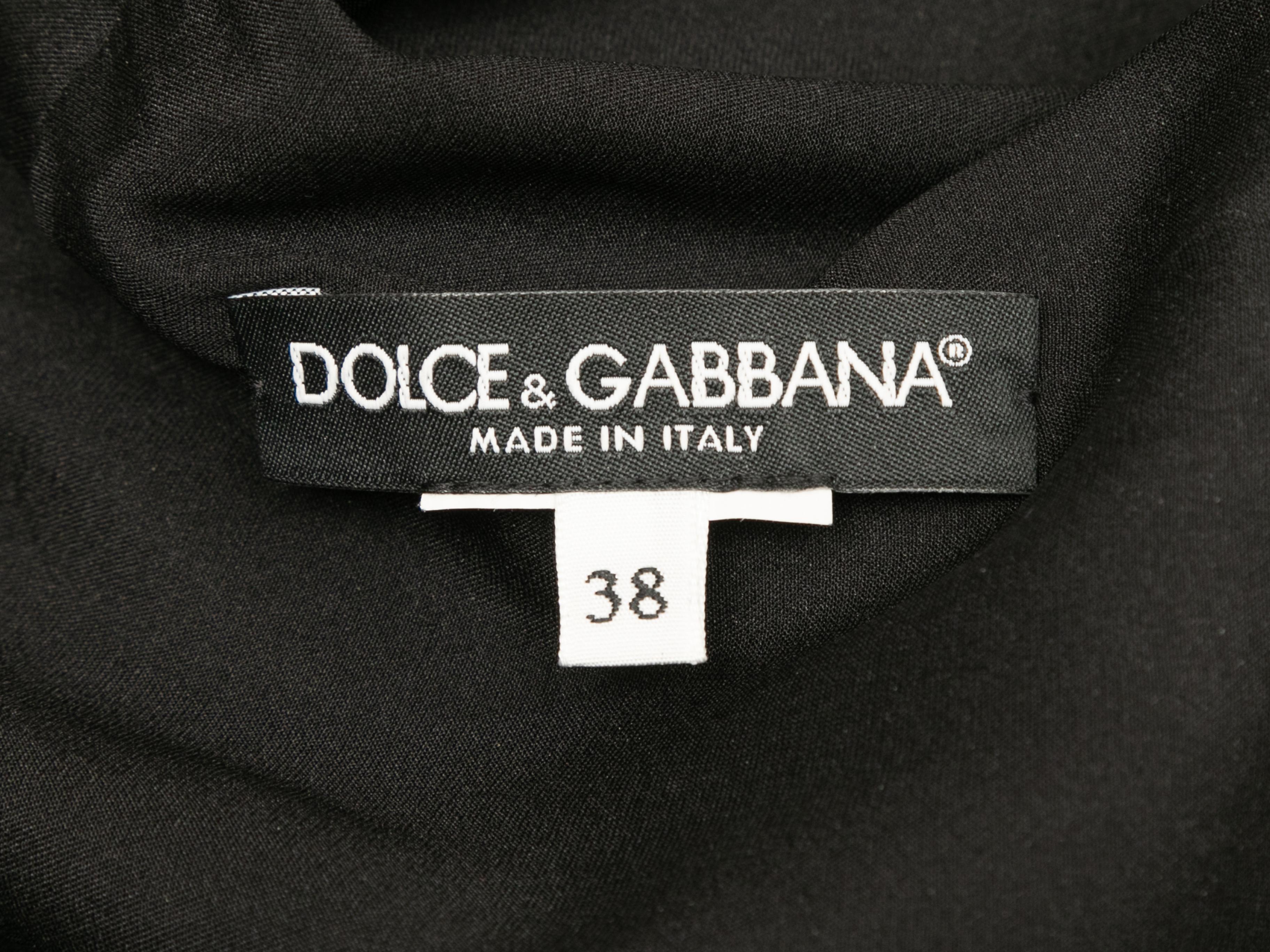 Black & White Dolce & Gabbana Floral Print Long Sleeve Dress For Sale 1