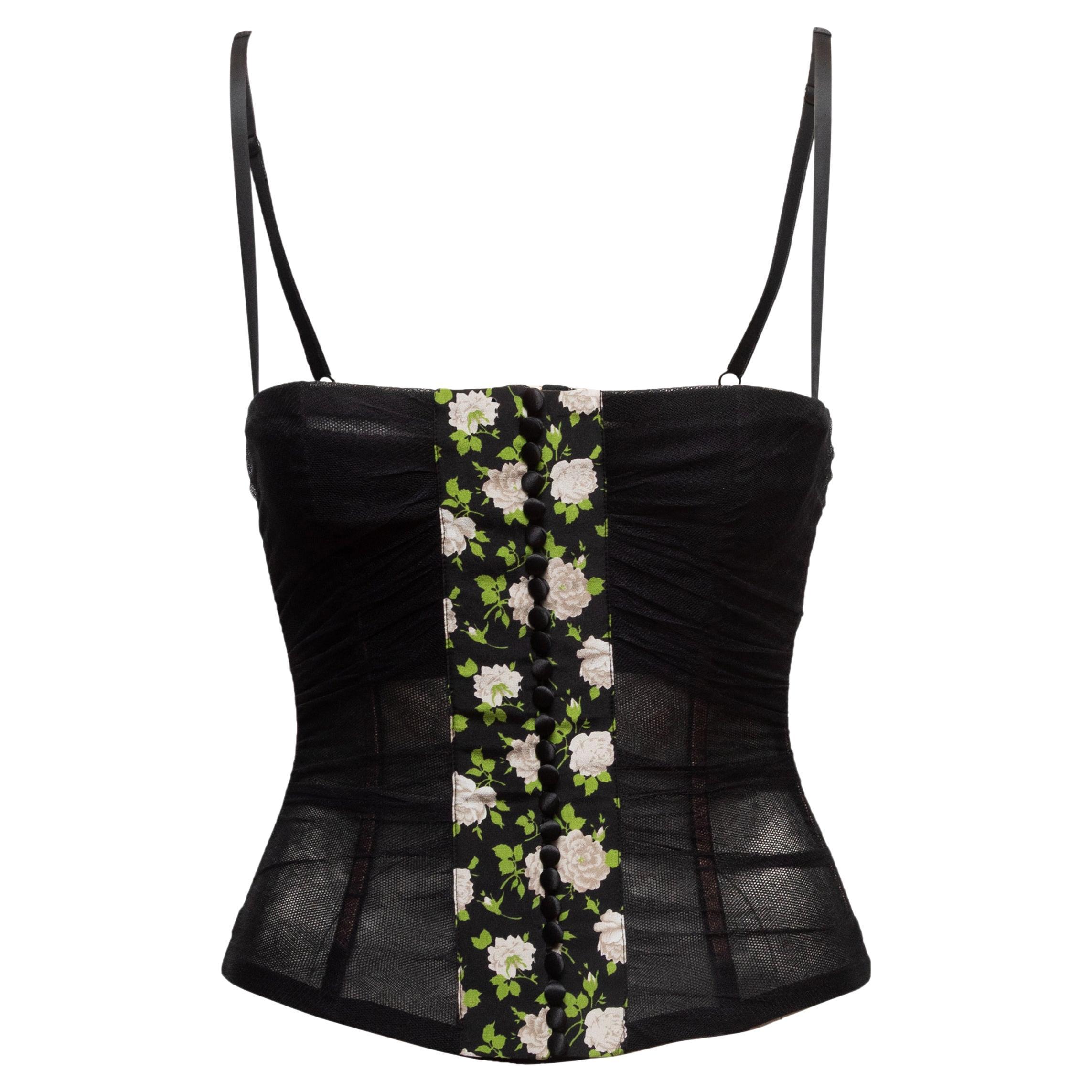 Black 
White Dolce 
Gabbana Mesh Bustier Top Size US XS