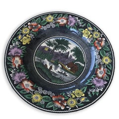 Black & White Dutch platter with hand painted details