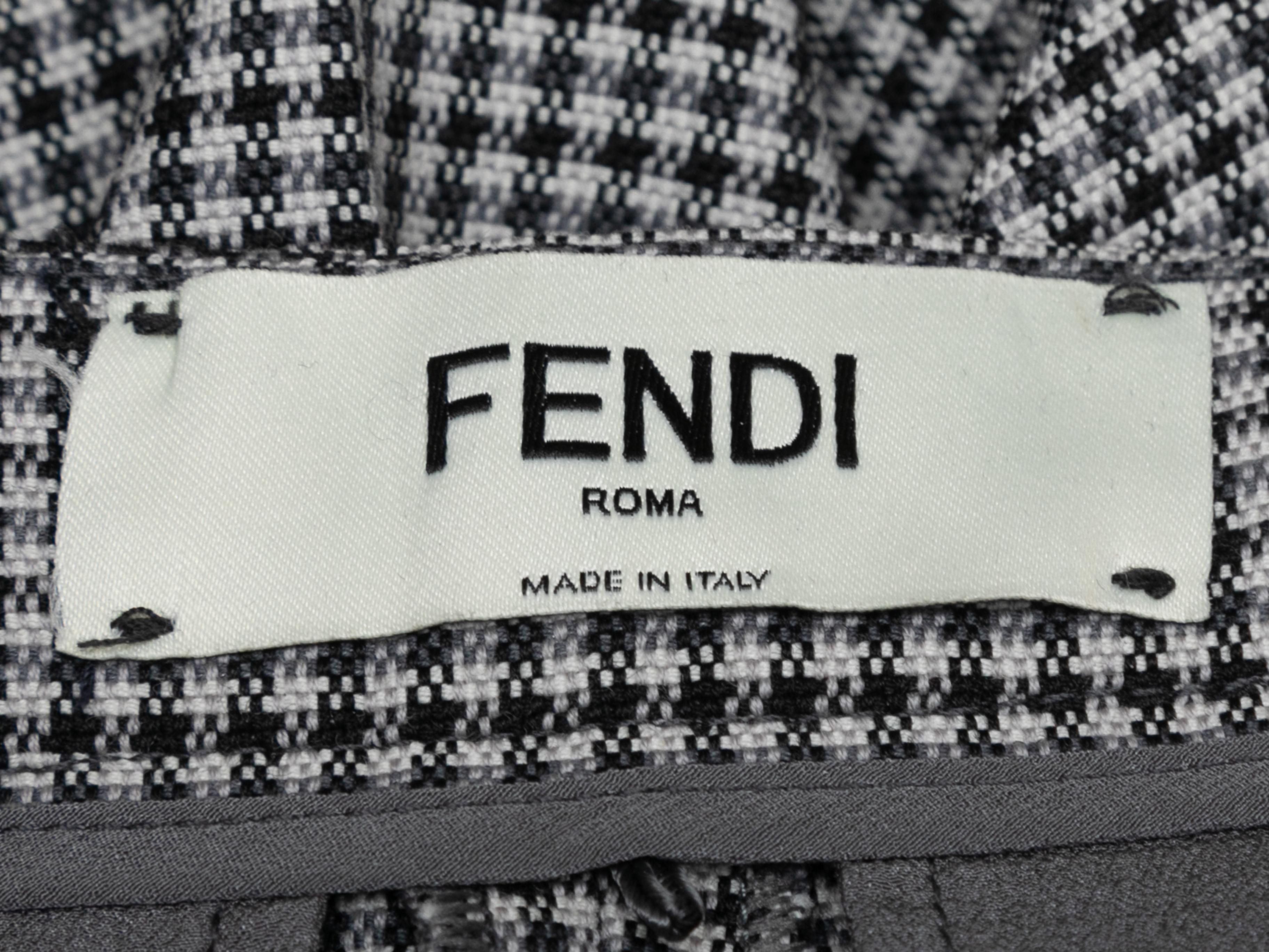 Black & White Fendi Virgin Wool Houndstooth Trousers Size IT 40 In Good Condition In New York, NY