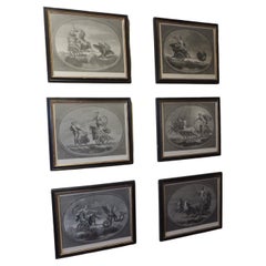 Black & White Framed Neoclassical Prints Set of '6'