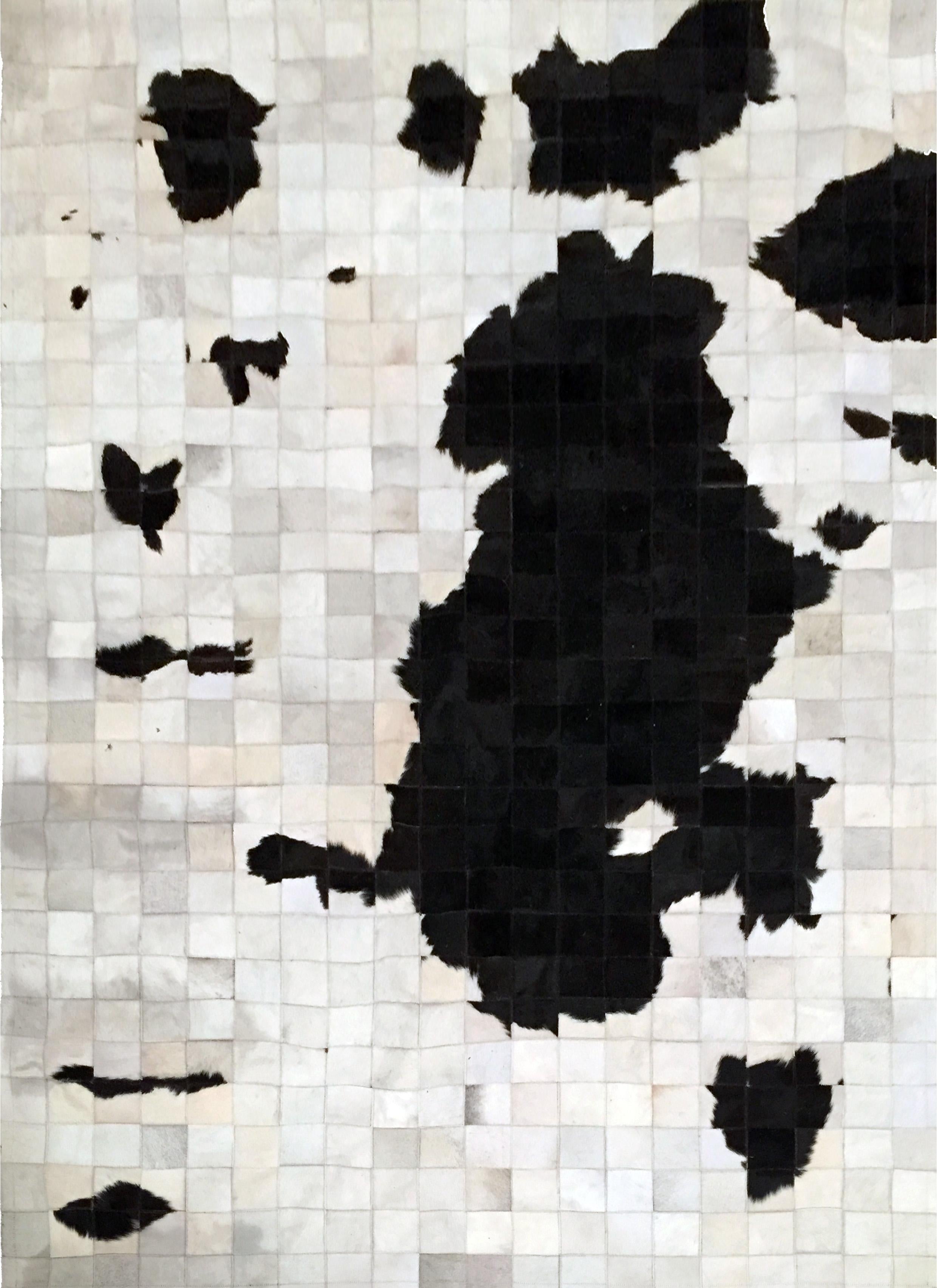 Argentine Black and White Fun, Customizable Dalmata Cowhide Area Floor Rug Smal For Sale