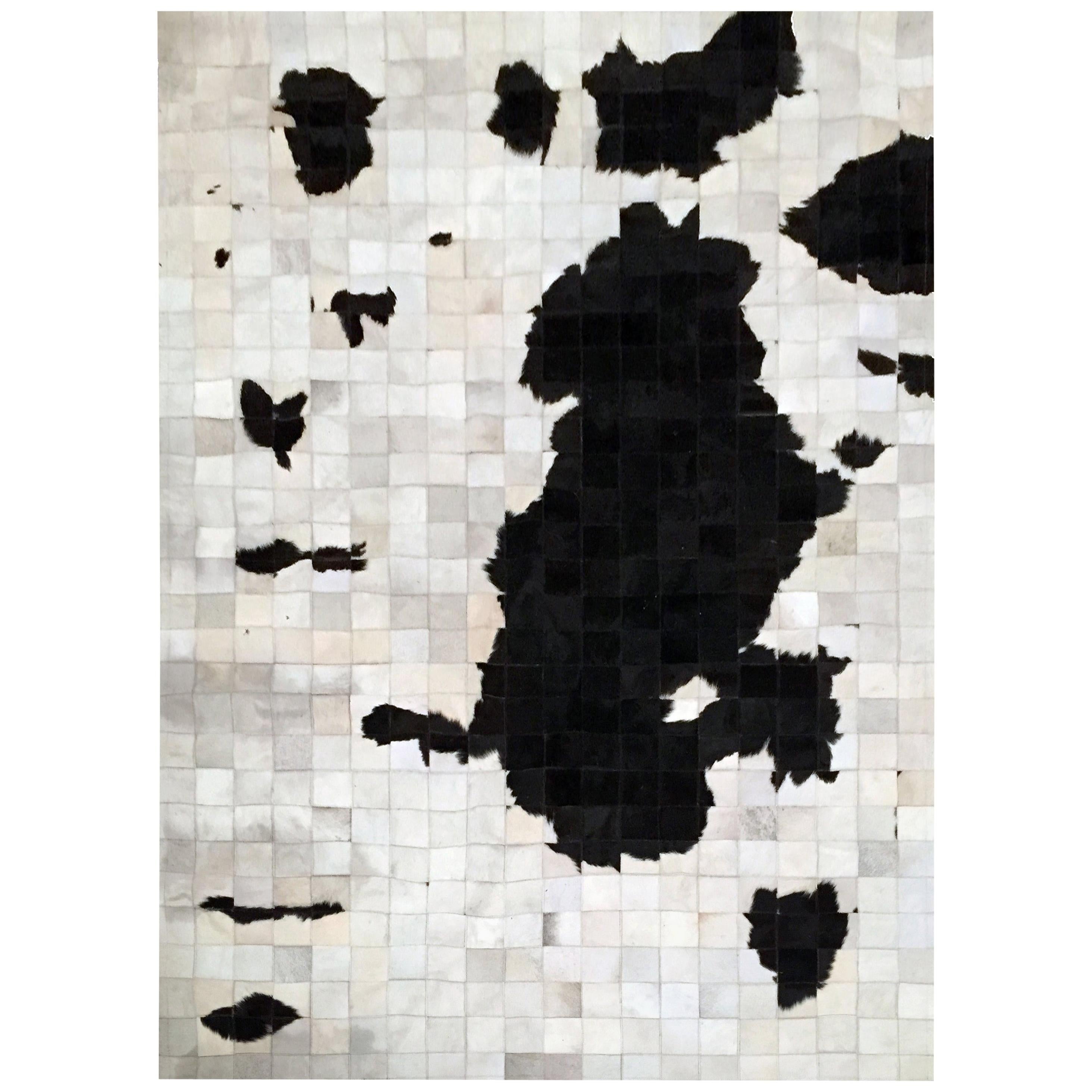 Schwarzer & weißer Spaß, anpassbarer Dalmata-Kuhfell-Teppich X-Large