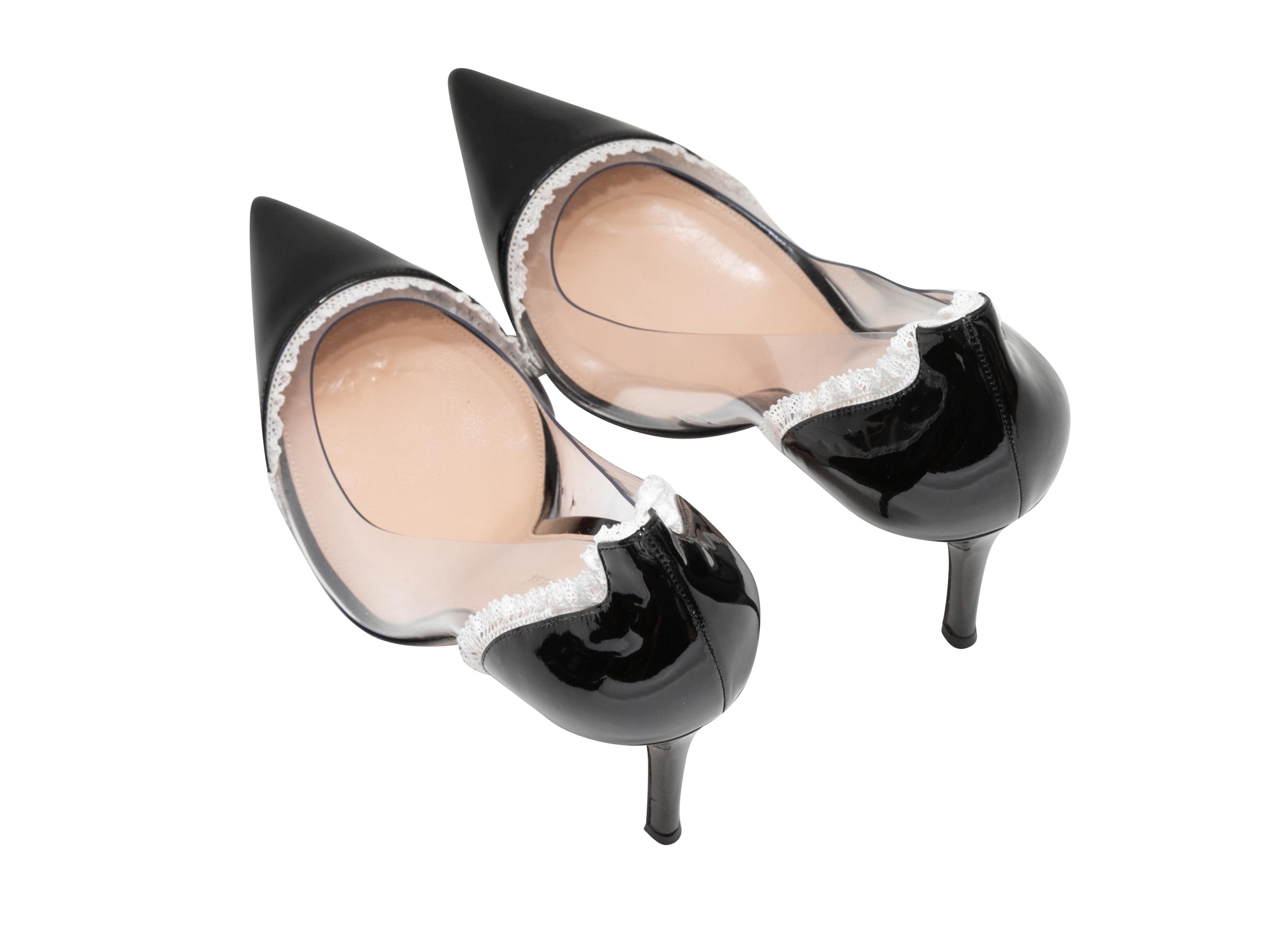 Gray Black & White Gianvito Rossi Patent Pointed-Toe Pumps Size 41 For Sale