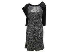 Schwarz-weißes Giorgio Armani Kleid mit Paillettenschleife Größe IT 42