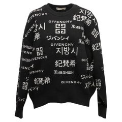 Black & White Givenchy Wool & Cashmere Logo Patterned Sweater
