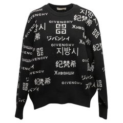 Schwarz-weißer Givenchy Pullover aus Wolle und Kaschmir mit Logo-Muster in Schwarz & Weiß