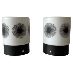 Paire de lampes de chevet en verre et plastique noir et blanc par ERCO, années 1970, Allemagne
